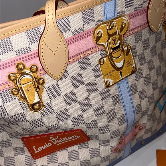 ❤️NWT LOUIS VUITTON NEVERFUL MM DAMIER AZUR SUMMER TRUNK N41065 - Picture 17 of 17